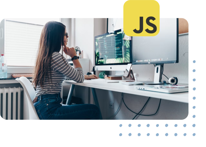 woman on a phone at her desk writing code