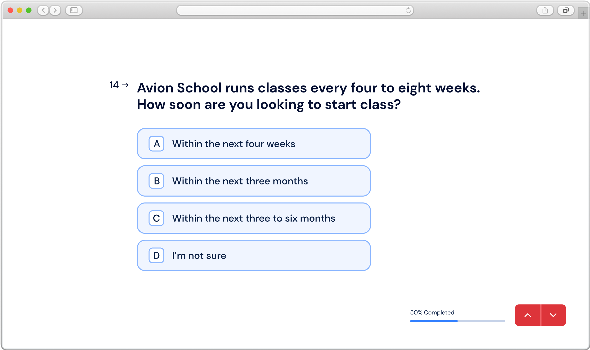 The Avion School application form