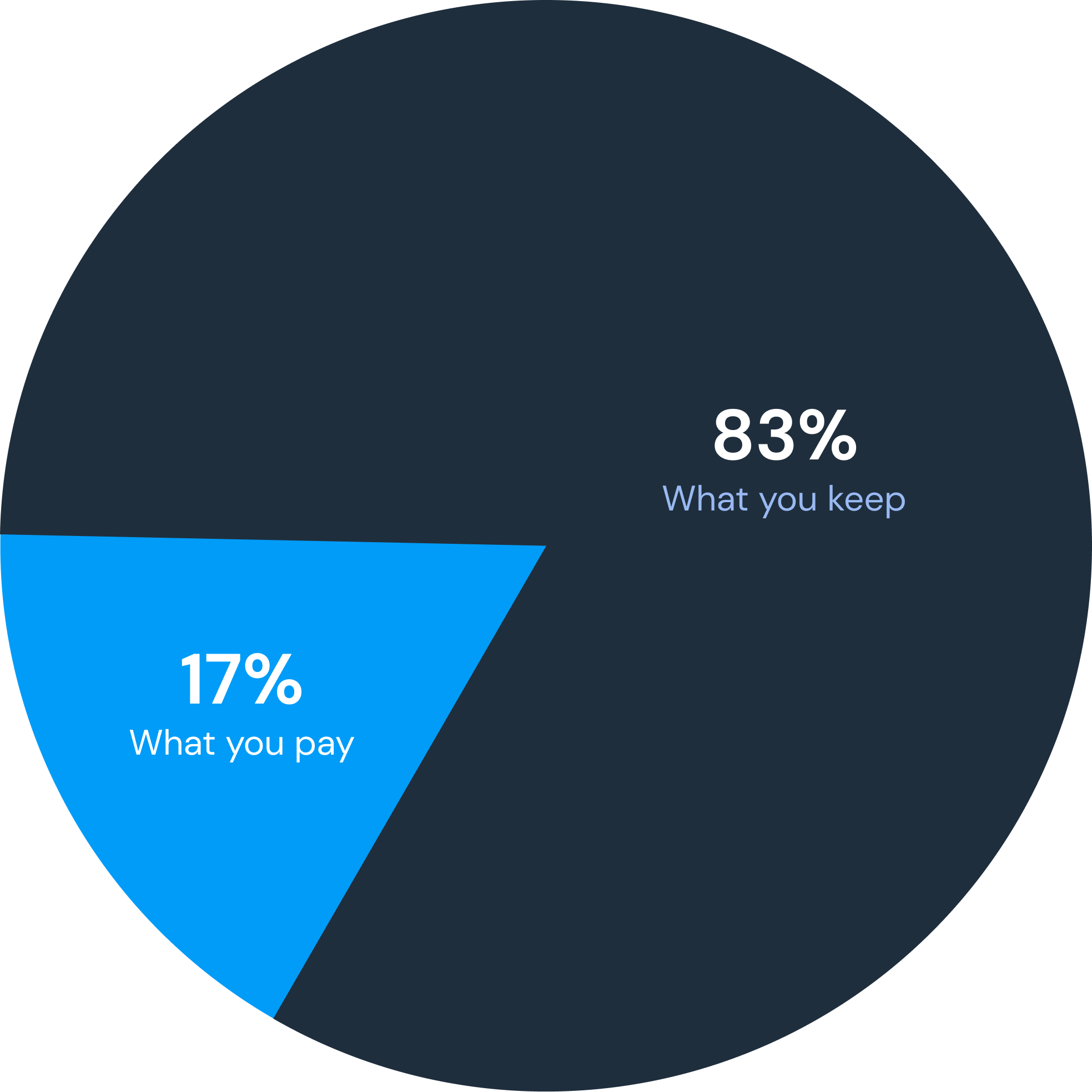 A pie chart of how much you're paying Avion School back when you're hired